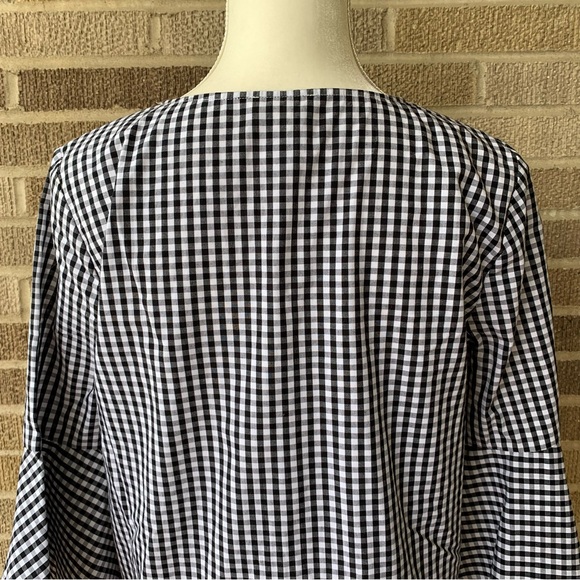 Anthropologie Jane & Delancey Plaid Black White Blouse Size Small - Picture 5 of 12